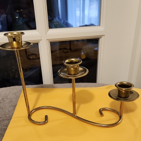 Other - 3 Arm Candelabra Brass Tone Candle Holder